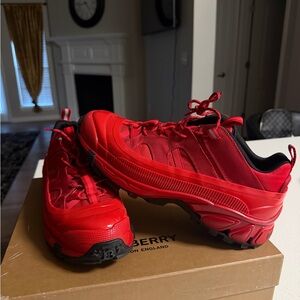 Burberry Men’s Red Low-Top Athletic Sneakers